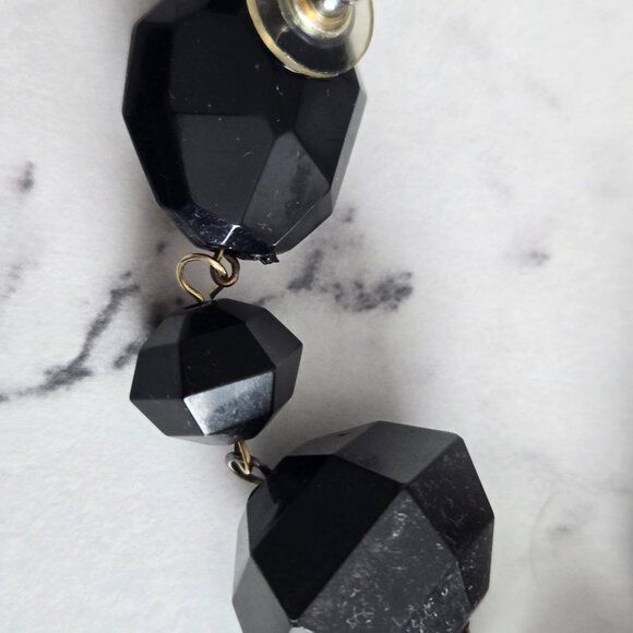 Vintage Black Lucite Acrylic Long Drop Earrings 5"+ - Picture 4 of 6